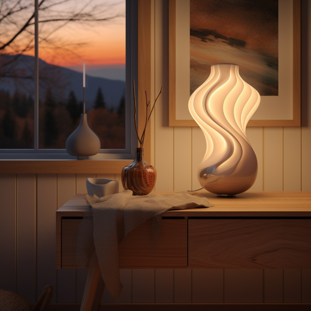 Warm, soft lighting enhances interior designs.